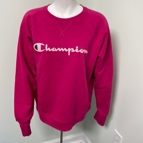 Champion Pink Crewneck Pullover Sweatshirt Large - Picture 1 of 6